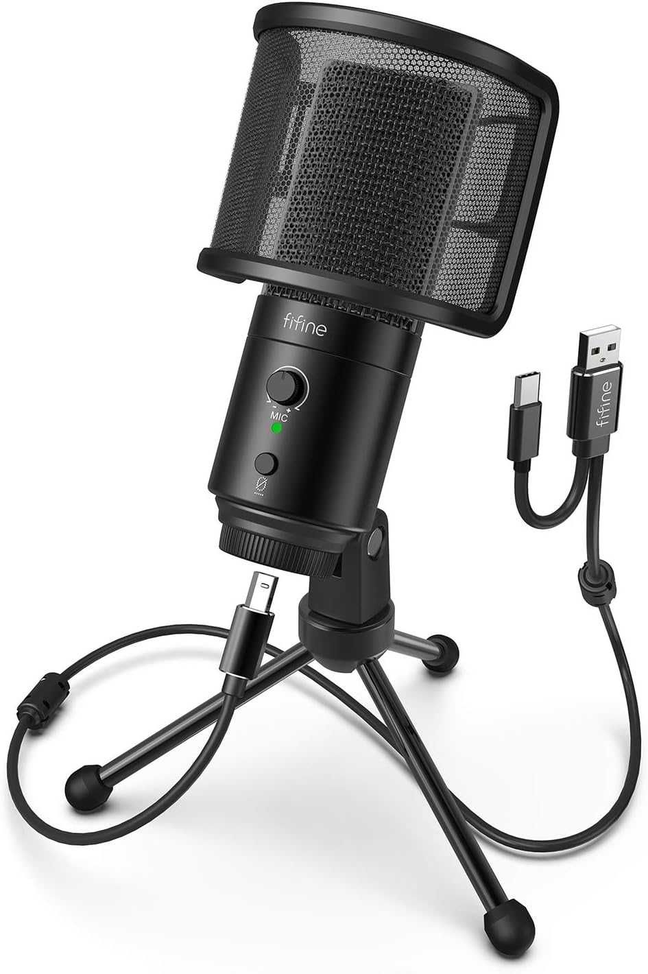 Microfon FIFINE USB de birou cu POP Filter Studio Quality de la 400RON