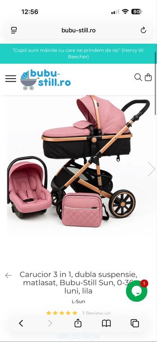 Carucior 3 in 1, reversibil, dubla suspensie, matlasat, 0-36 luni