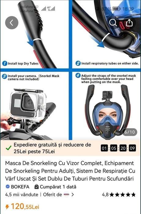 Masca snorkeling dublă