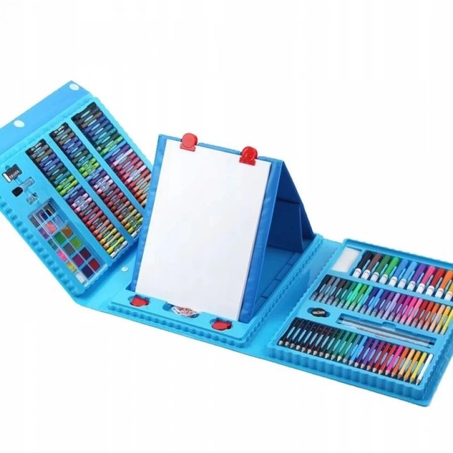 Детски комплект за рисуване в куфар от 208 части / син цвят