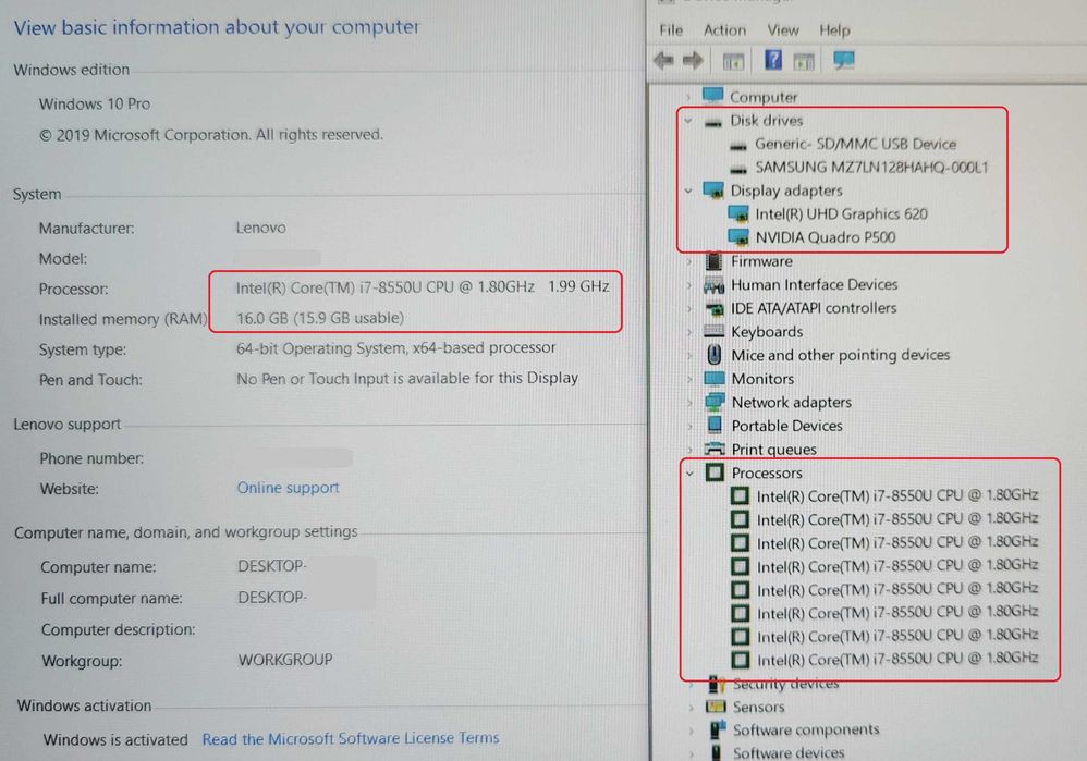 ThinkPad P52s/Core i7-8550U/16GB RAM/128G SSD/Quadro P500/15.6 IPS FHD