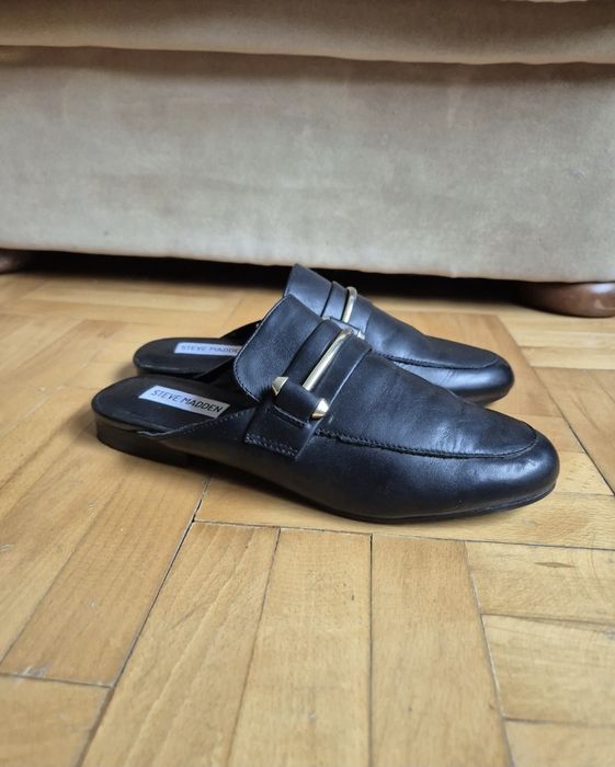 Saboți Eleganți Steve Madden Kera Flat - Piele Naturală Neagră - 38