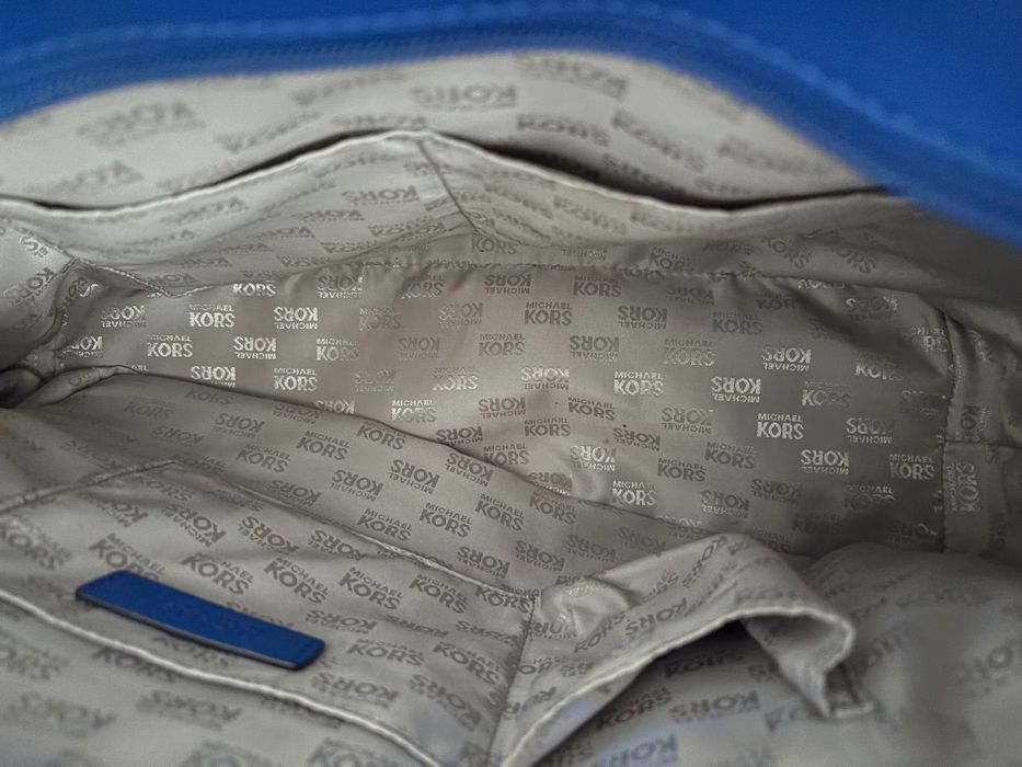 Оригинална чанта Michael Kors Естествена кожа, синя, голям размер