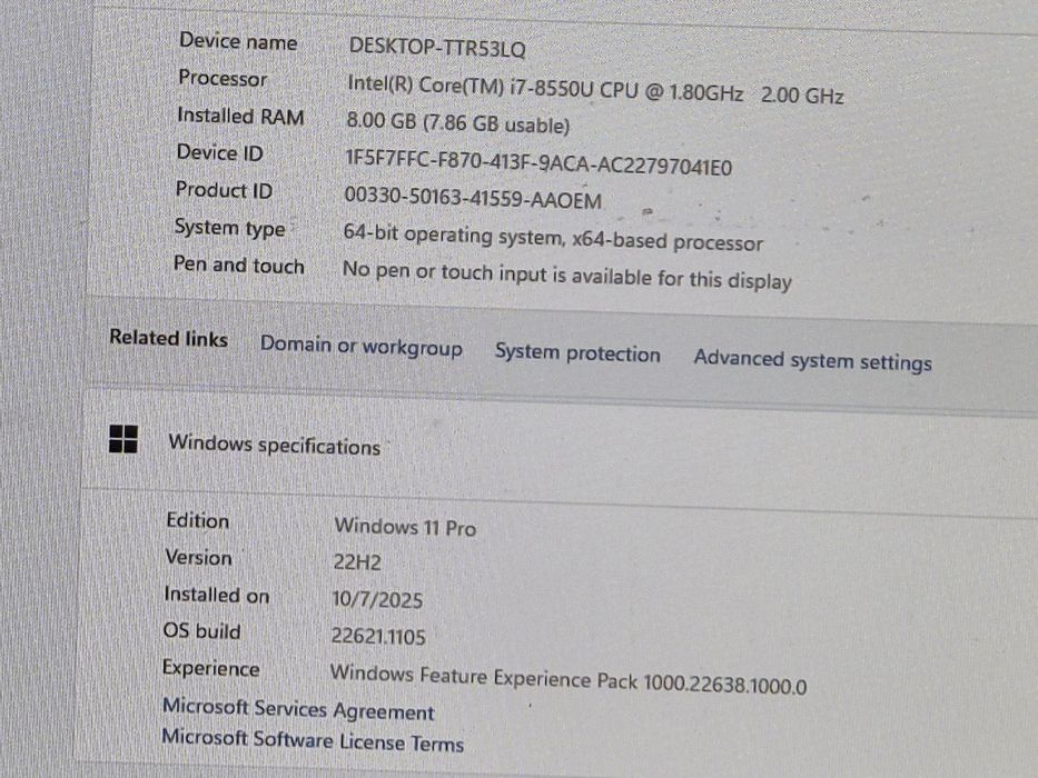 vand laptop Lenovo ThinkPad E580.15,6"FH..i7..8 Gb.Video RX550.Ssd 256