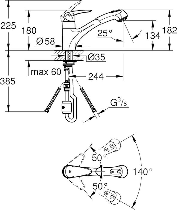 Grohe Eurodisc - Baterie chiuvetă, monocomandă, crom 32257001