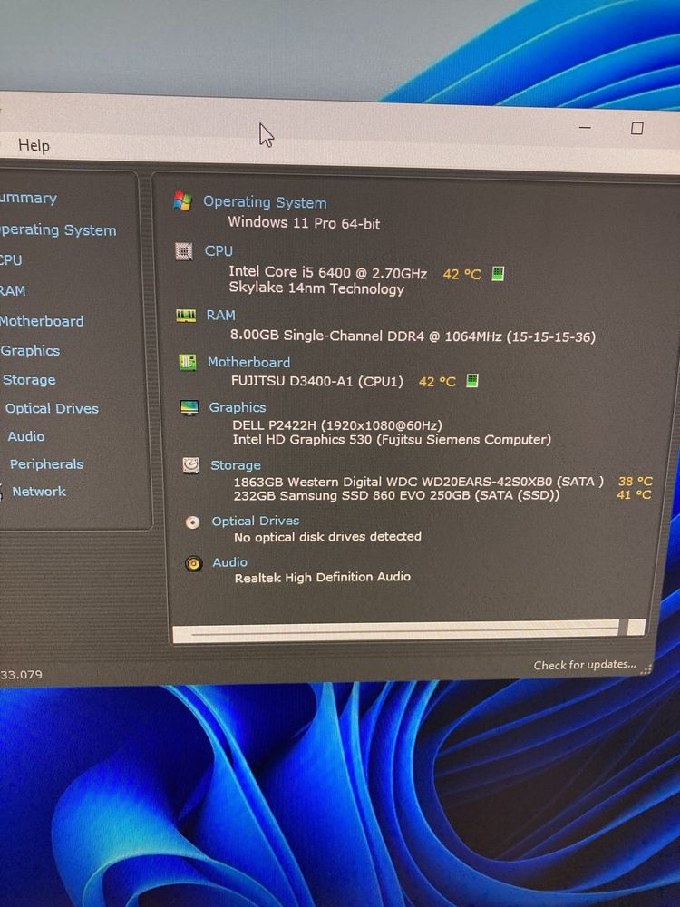 Fujitsu Esprimo i5 Gen 6 ; SSD 256 GB 2 TB HDD