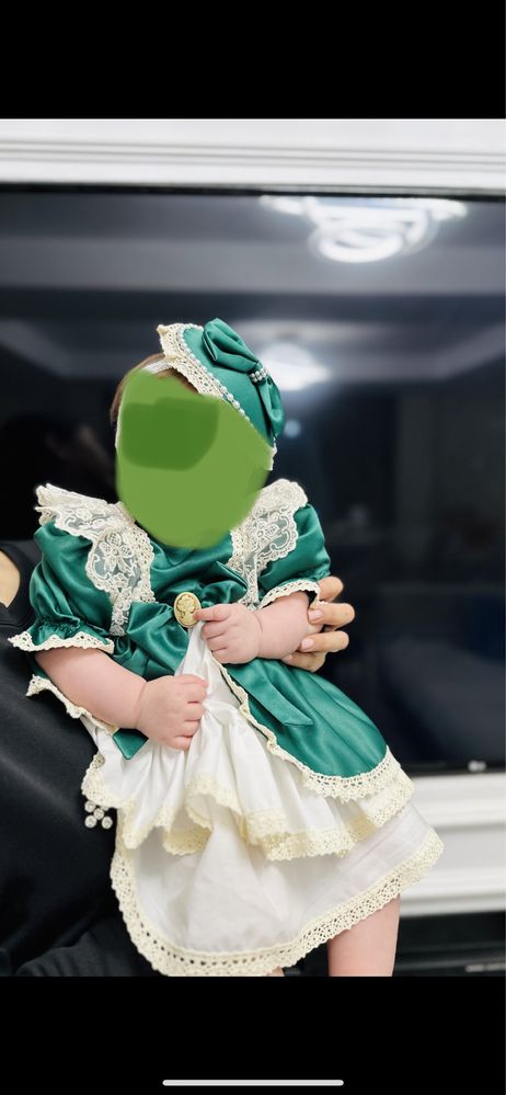 Rochie botez verde  fetite