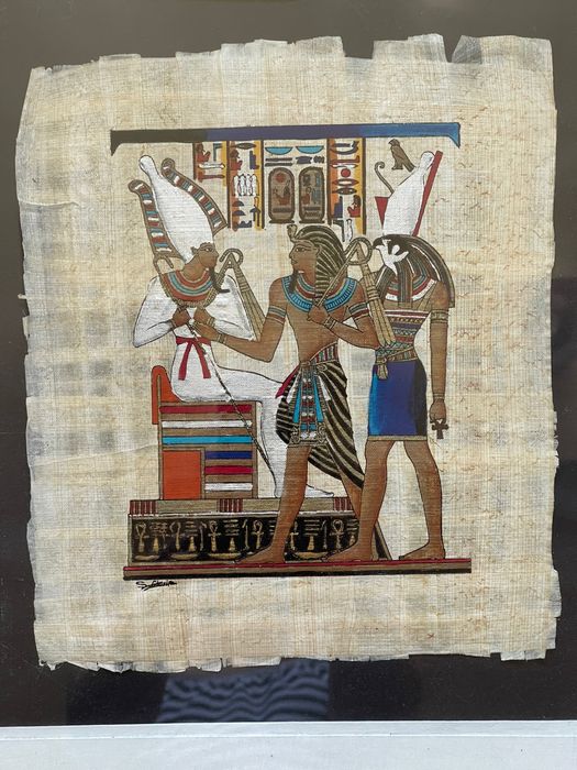 Tablou papirus autentic handmade praf aur culori vii Egipt