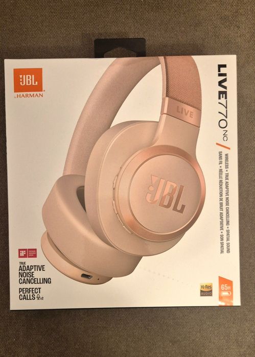 Casti JBL Live 770NC, Over-ear, Noise Cancelling, Crem, Sigilate!
