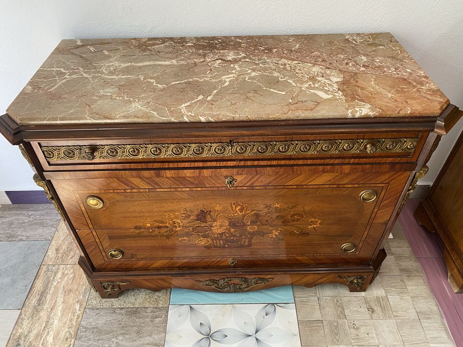 Comoda Servanta Bronz Marmura Lemn Masiv