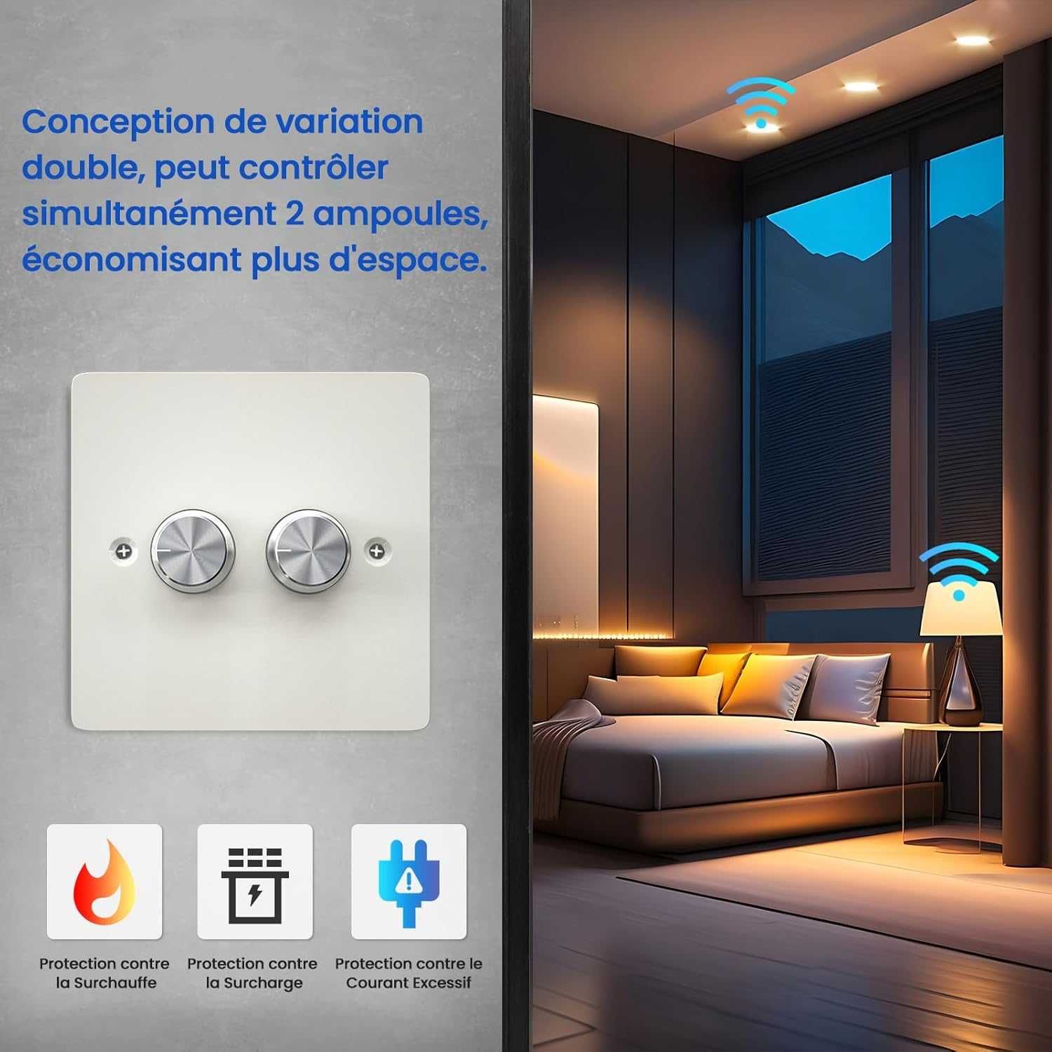 НОВ! Димерен LED ключ 5-200W, двоен за LED /нажежаеми/халогенни крушки
