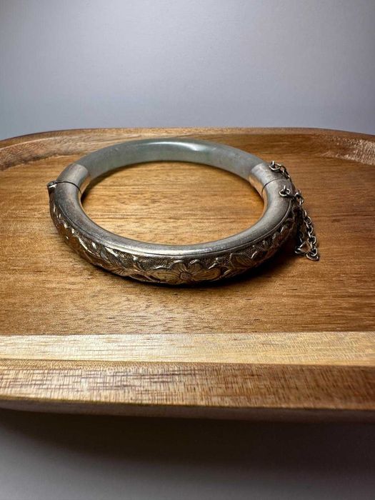 Brățară vintage din argint și jad