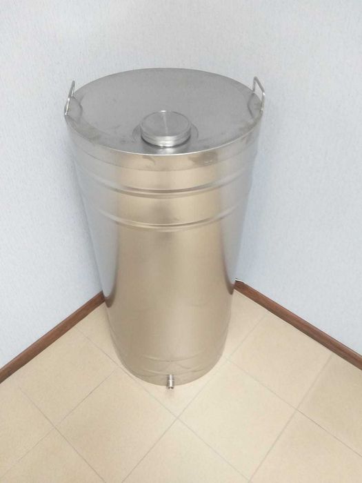 Butoi INOX 80 L cu capac cu filet si garnitura, cadou robinet din INOX