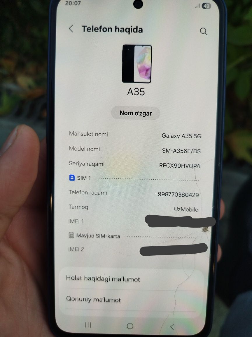 Samsung A35 holati ideal