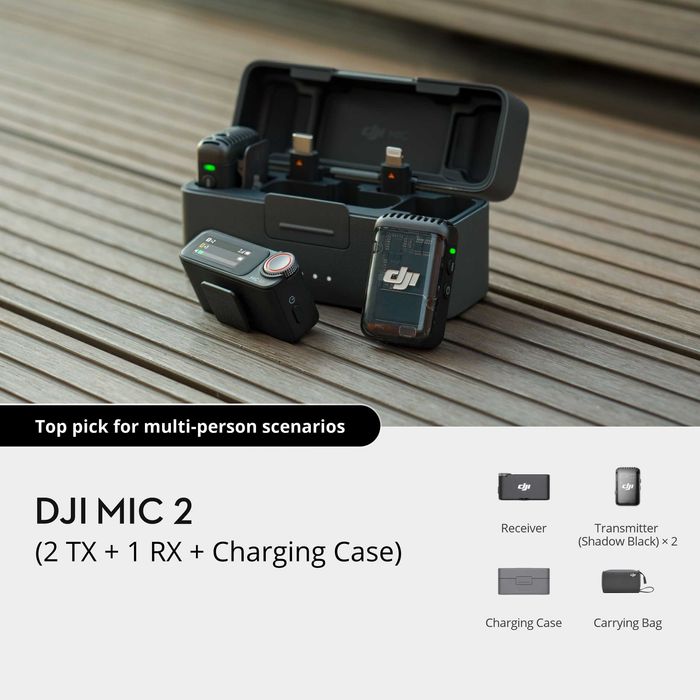 DJI Mic 2 KIT 2TX+1RX WiFi 2 lavaliere+RECEPTOR lightning USB pret FIX