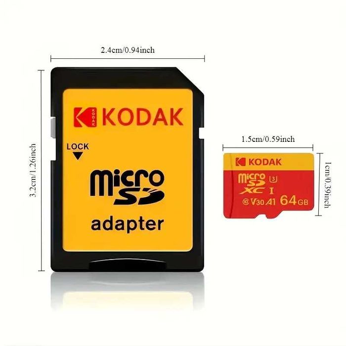 Card micro sd cu adaptor Kodak  32 gb.Sigilat. 64 gb desigilat.
