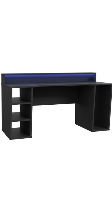Birou KringX Gaming, 160x91x72 cm, culoare negru, include LED