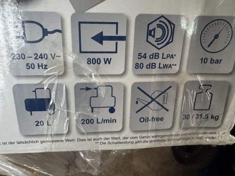 Compresor ultrasilentios 54dB 10 bari 20L