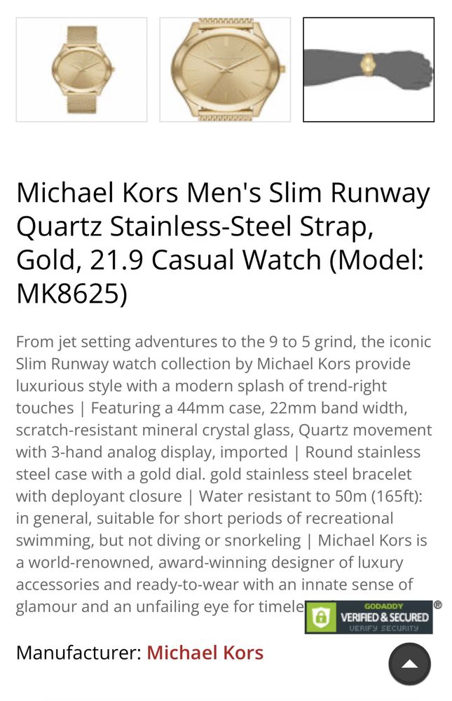 Мъжки часовник Michael Kors Slim Runway Quartz Stainless Steel Gold