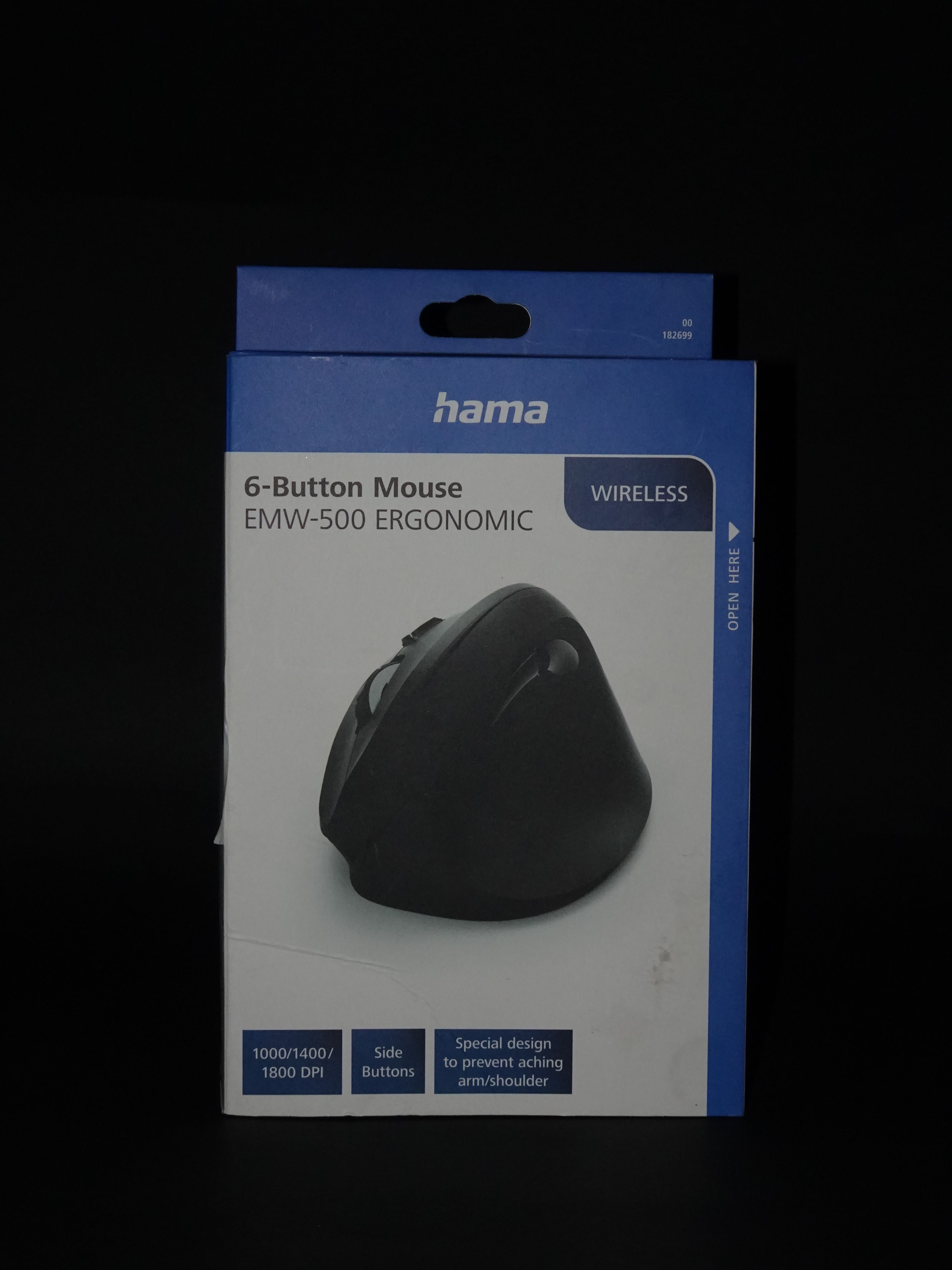 Mouse wireless vertical ergonomic 1400DPI Negru de la Hama Hard