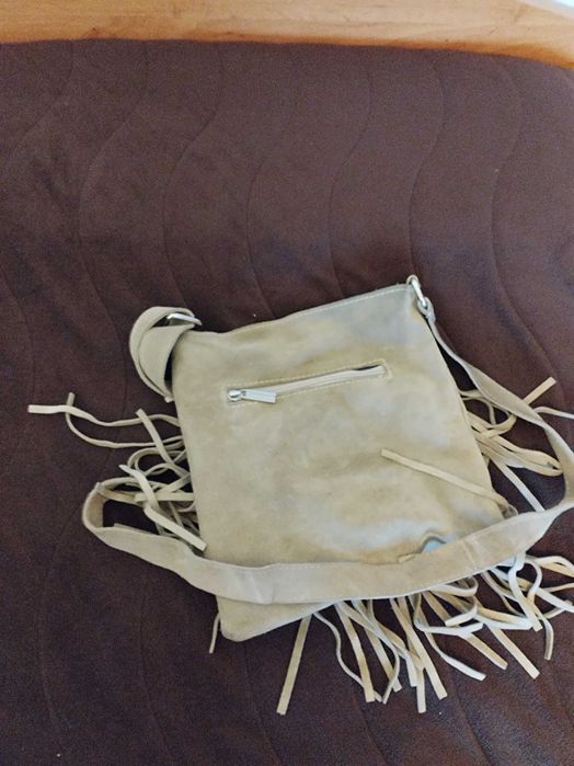 Комплект боти и чанта през рамо естествен велур