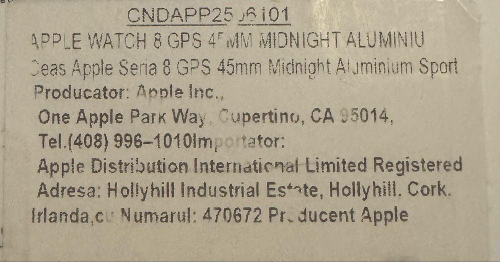 Apple watch midnight aluminium case,seria 8,45 mm