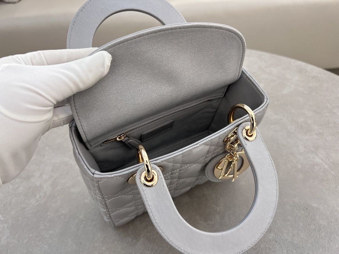 Geanta Dior Lady 20cm gri, tip Premium