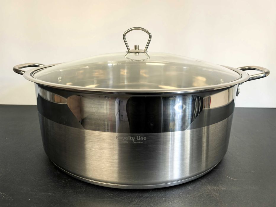 Cratita inox 38x15 cm 17 litri cu capac sticla 290 lei