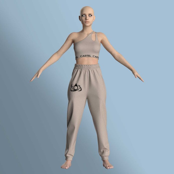 Bustieră sport + pantalon trening CARTEL - femei - 100% bumbac premium