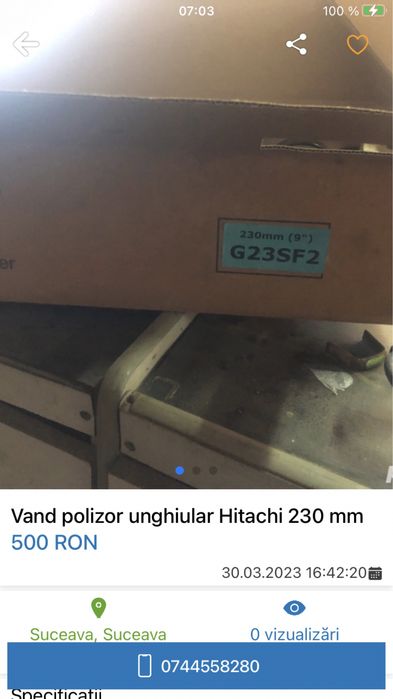 Polizor Hitachi G23SF2. 230 mm 2000w