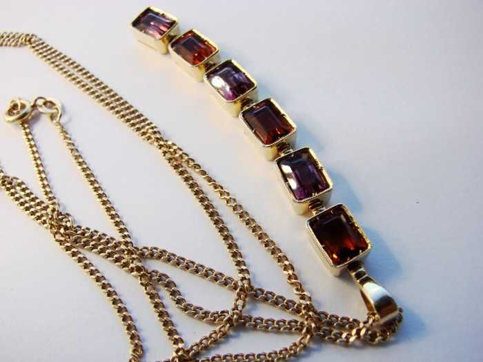 Colier lantisor lant aur 18k cu pandantiv turmalina citrin designer