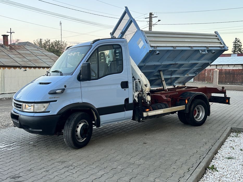 Iveco daily 65c17 basculabil trilateral cu macara(gru)