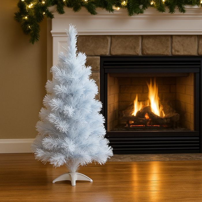 Елегантна елха в бял и син цвят 60 см – Стилна празнична декорация