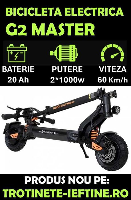 Scuter electric KuKirin G2 Master 2*1000W 52V 20.8Ah 70km 60km/h NOUA