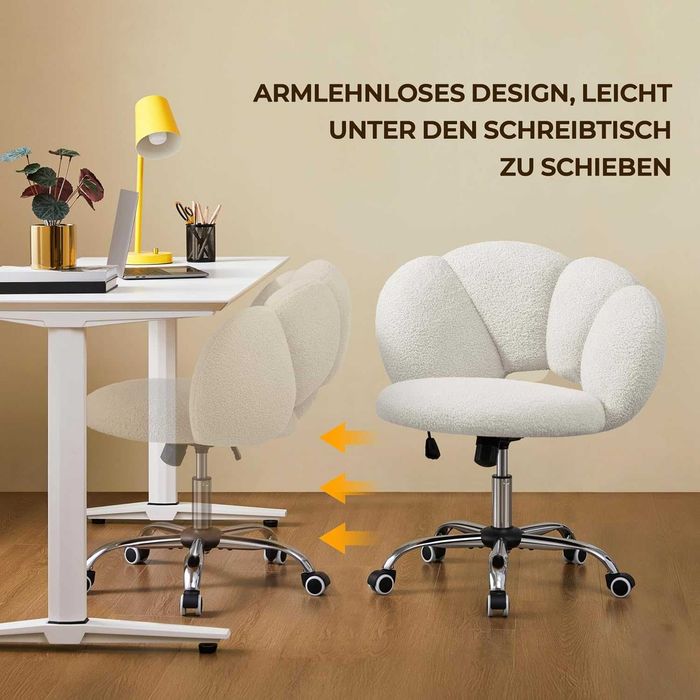 Scaun de birou ergonomic reglabil, tip floare, alb |R 592871 White