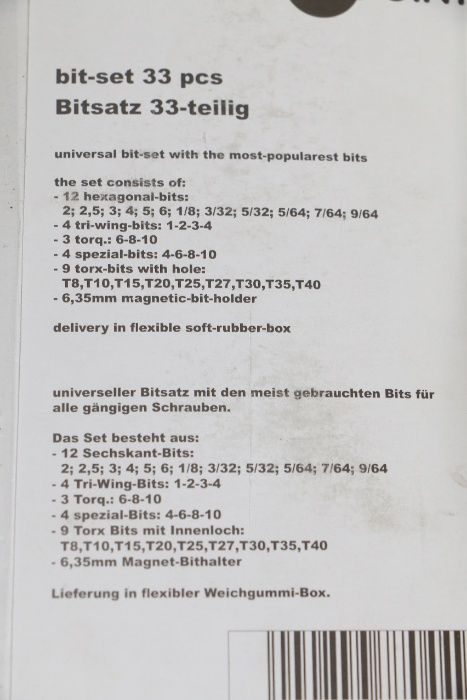 комплект битове, накрайници 33 бр., немски, внос от Германия