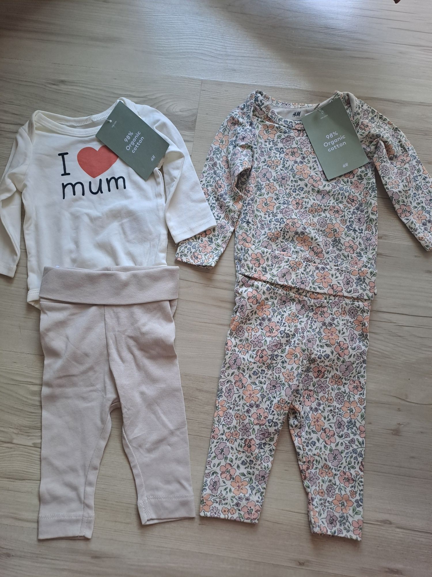 2 броя НОВИ комплекта за бебе момиче H&M размер 56  новородено боди