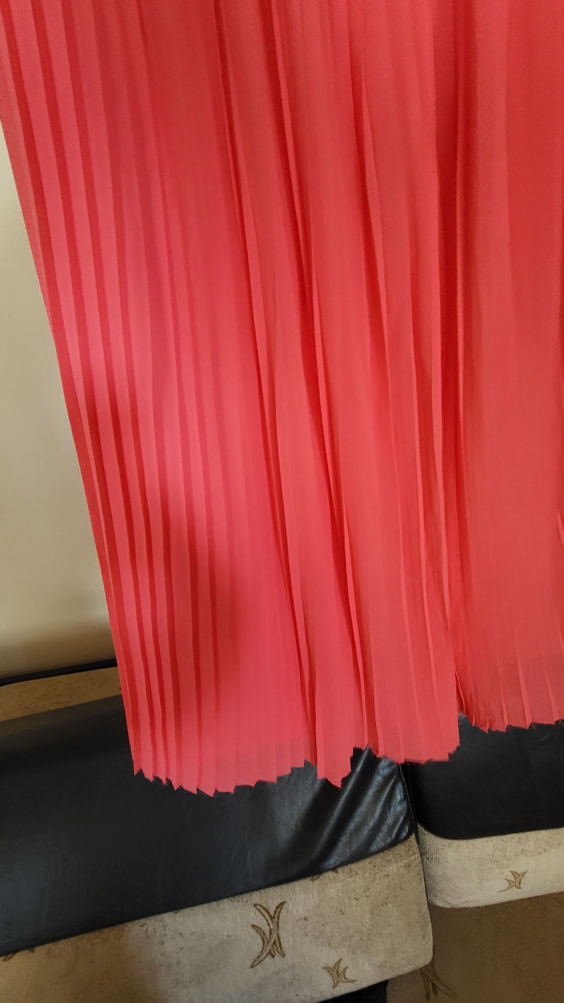 Fustă-pantalon plisată roz somon