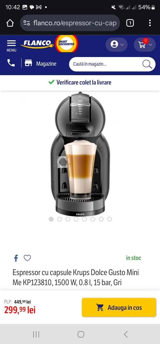 Espressor cu capsule Krups Dolce Gusto Mini Me KP123810, 1500 W, 0.8 l