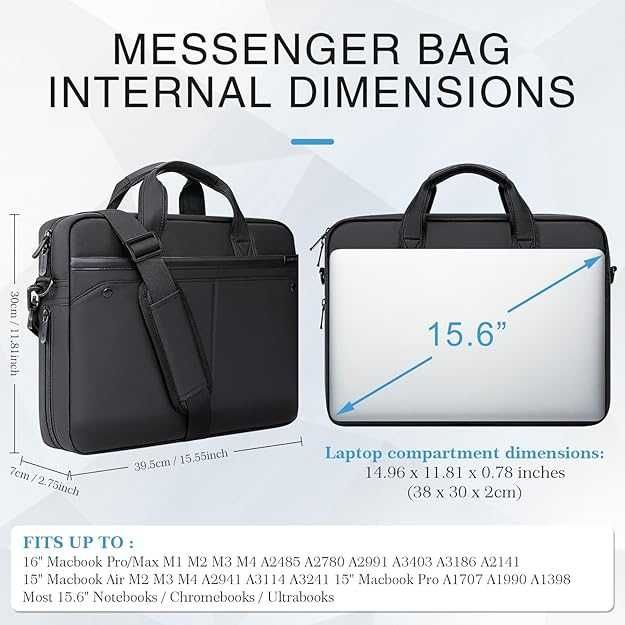 Разширяема чанта за лаптоп RAINYEAR, подходяща за 15,6-инчов лаптоп