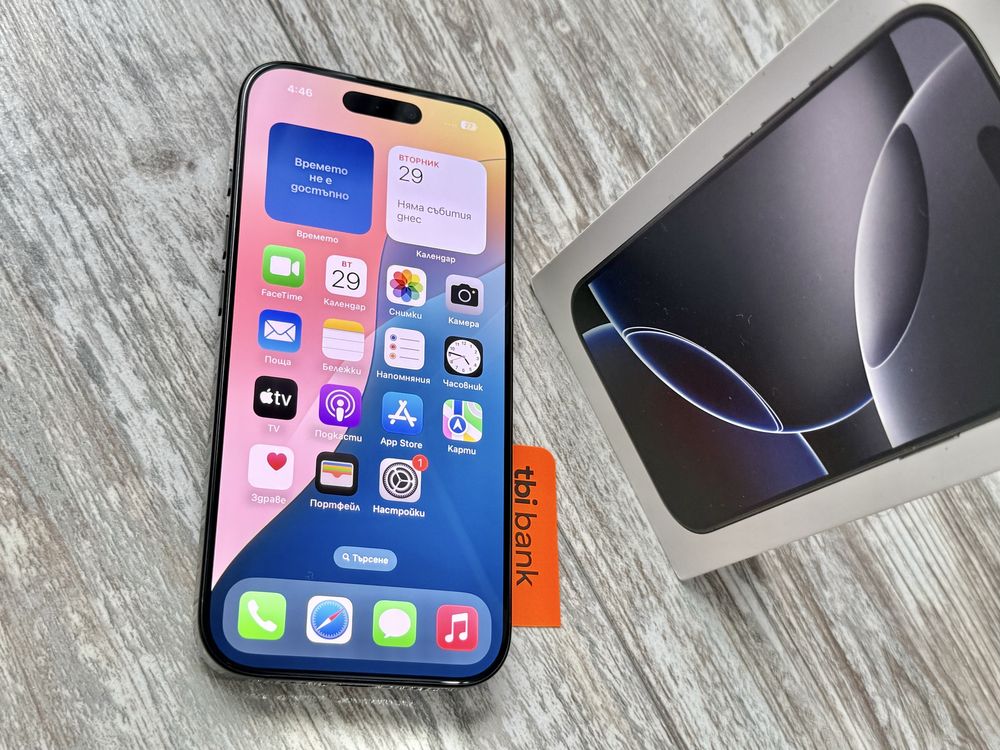 Iphone 16 Pro 5G 256 GB Като Нов Гаранционен Black 100 % Battery