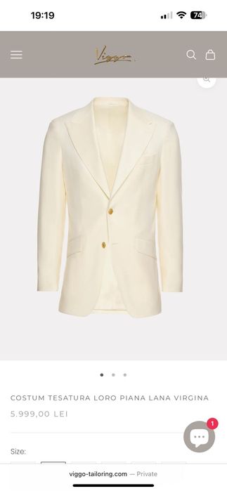 Costum de ginere Viggo culoare ivory