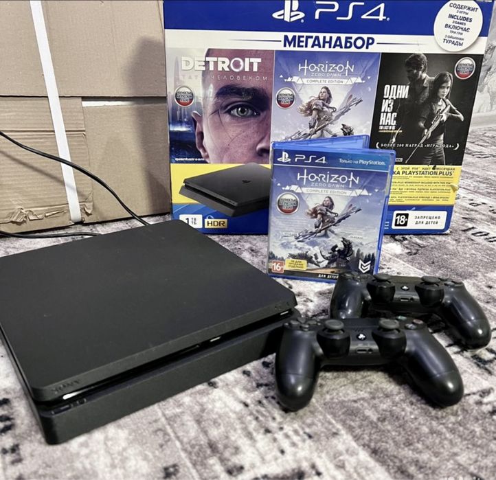 PS4 slim 1TB с Mortal Kombat 11, Far cry 5, Ведьмак и 160+ игр
