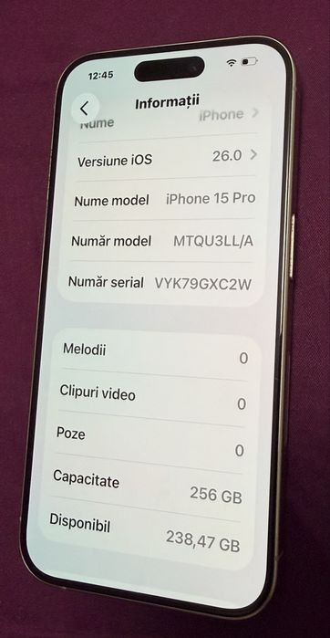 Iphone 15 PRO 256 GB impecabil pachet complet