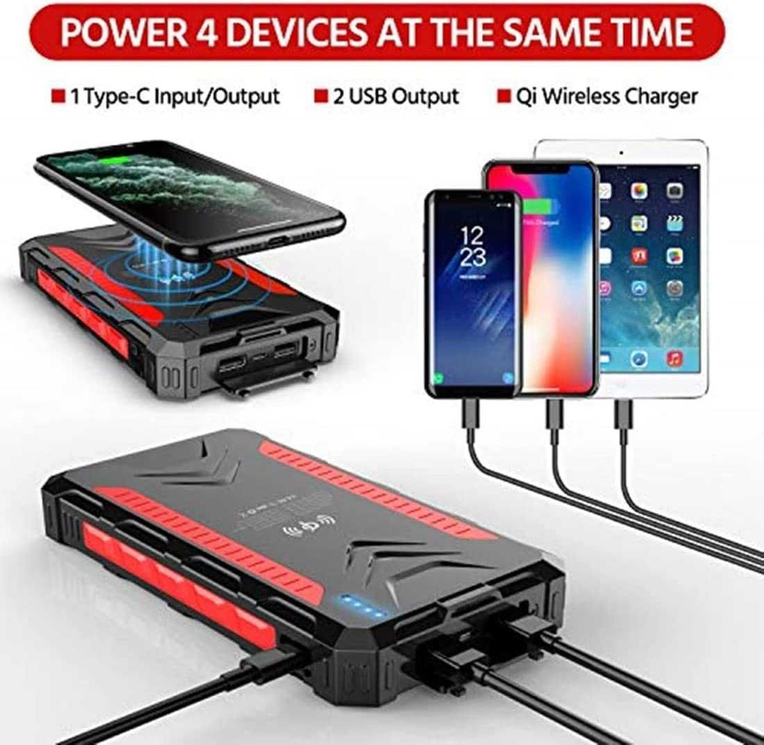 Мощна соларна батерия 38800mAh с безжично зарядно устройство Qi