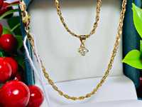 Итальянская золотая подвеска – кулон + цепочка, с крупным бриллиантом