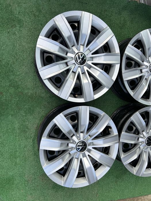 5x112 17 оргинални vw железни джанти със оргинални тазове vw