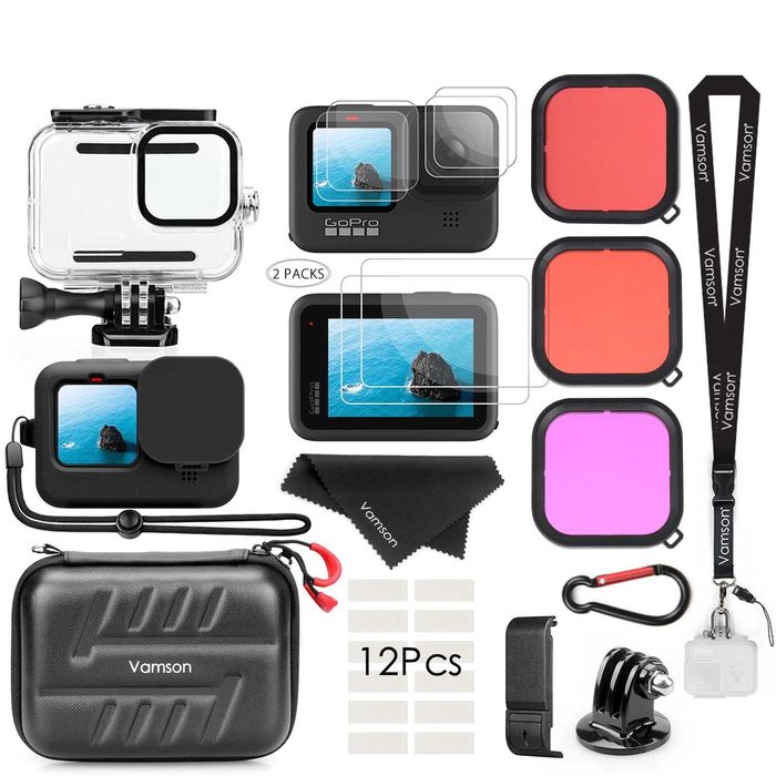 Set accesorii GoPro 9, 10, 11, 12, 13 carcasa subacvatica husa folie