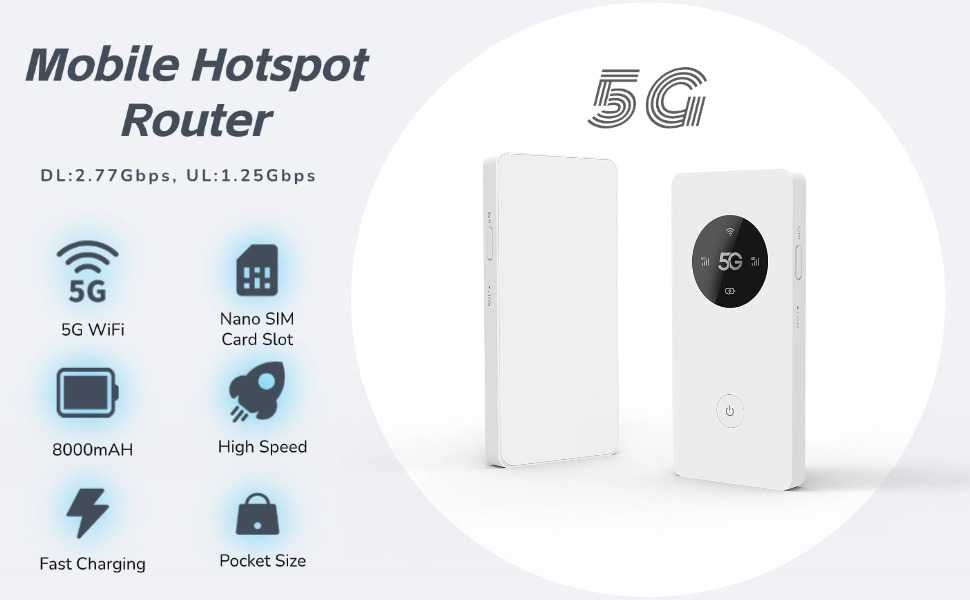 5G мобилен WiFi рутер супер бърз, WPS от ASHATA