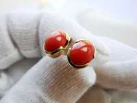 cercei aur 14k coral natural stud